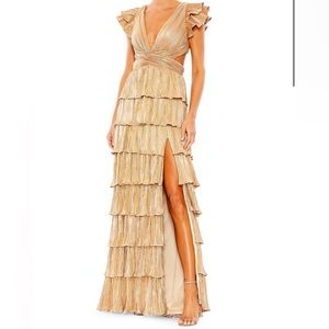 Mac Duggal Ieena Metallic Tiered Gown